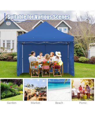 10x10 ft Pop-Up Gazebo with 4 Adjustable Heights & Folding Awning