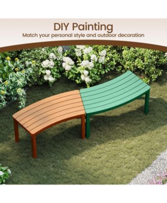 Outdoor Curved Acacia Wood Bench Set of 3 Patio Garden Backless Fire Pit Bench