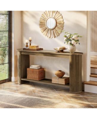 63" Console Table with Shelf, Slim Entryway Sofa Table for Living Room
