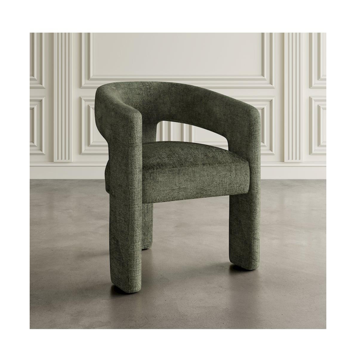 Jofran Gwen Modern Luxury Jacquard Fabric Upholstered Sculpture Armchair