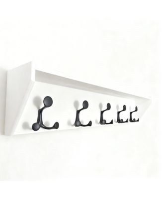 Lightweight Hardwood Coat Rack with 5 Hooks for Entryways