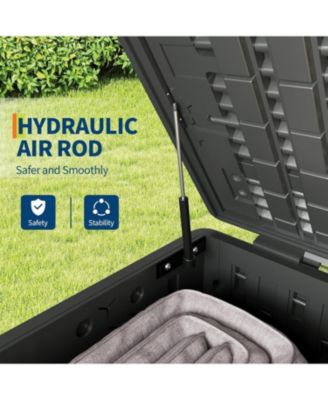 130-Gallon Resin Deck Box, Lockable All-Weather Outdoor Storage for Patio, Garden & Pool Accessories, Faux Wood