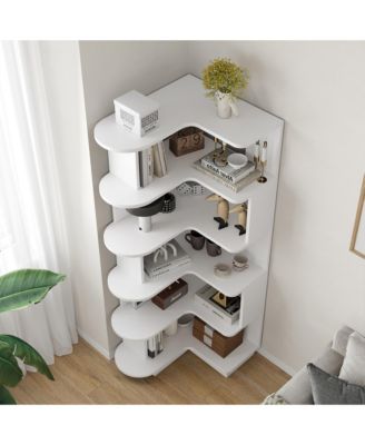 5-Tier Corner Bookshelf - L-Shaped Freestanding Bookcase, Storage Shelf & Display Stand for Living Room, Home Office