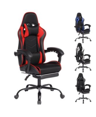 E-Sports Gaming Chair with Massage, Footrest & Recline – PU Leather Ergonomic Racing Seat for Home & Office