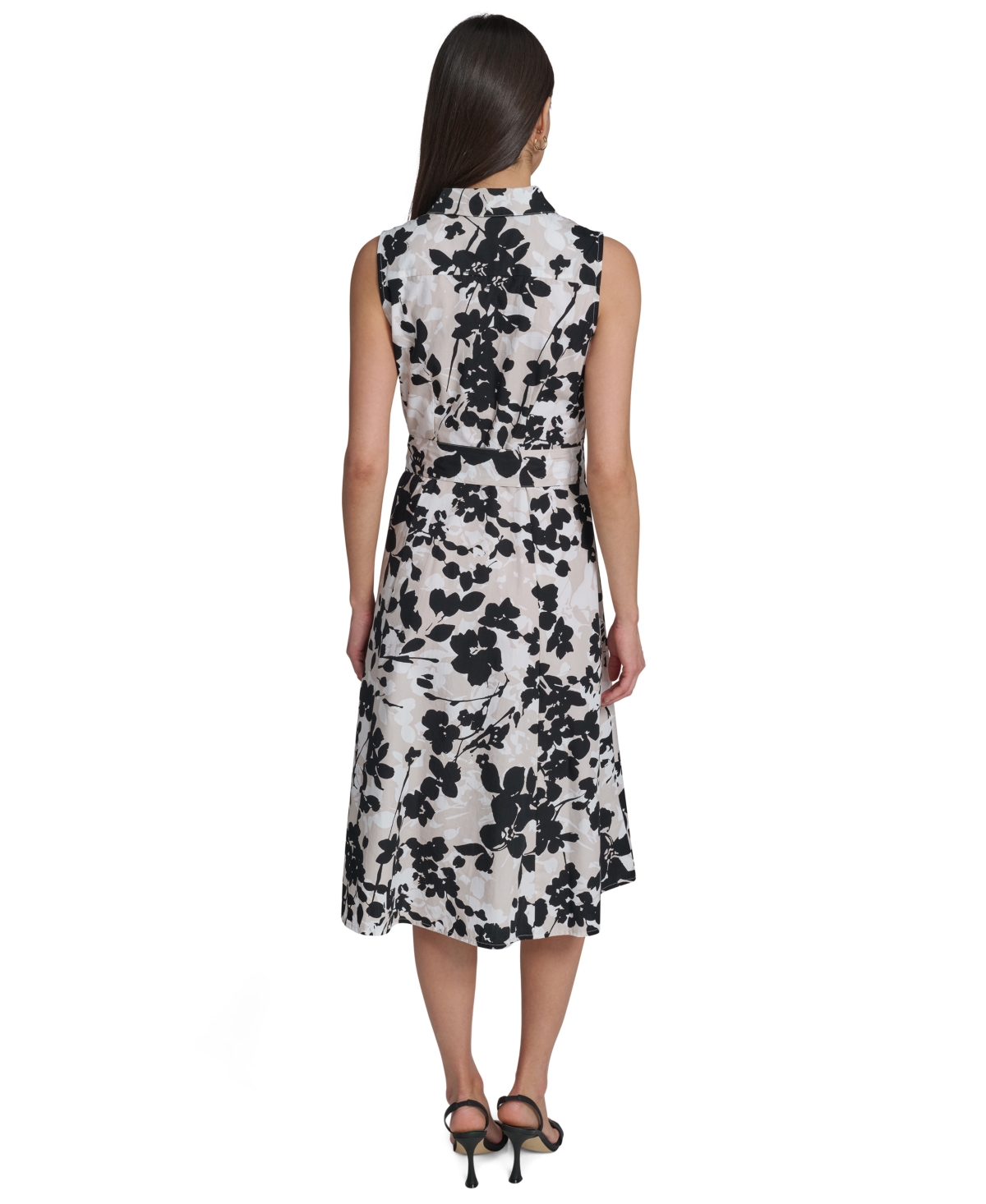 Calvin Klein Women's Floral Sleeveless Collared Midi Shirtdress