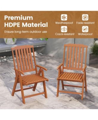 4PCS Foldable Patio Chair w/Armrest Curved Back Slatted Seat for Backyard Deck