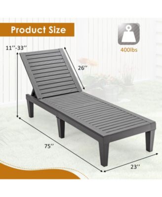 Patiojoy Lounge Chair Chaise Recliner Weather Resistant Adjustable Outdoor