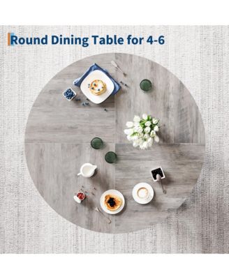 Round Dining Table for 4-6 People, 47 Inches Dining Room Table with Wooden Pedestal Base