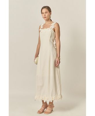 Women's Flower Strap Detail Midi Dress