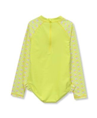 Girls Chlorine Resistant Long Sleeve Ruffle One Piece Swimsuit