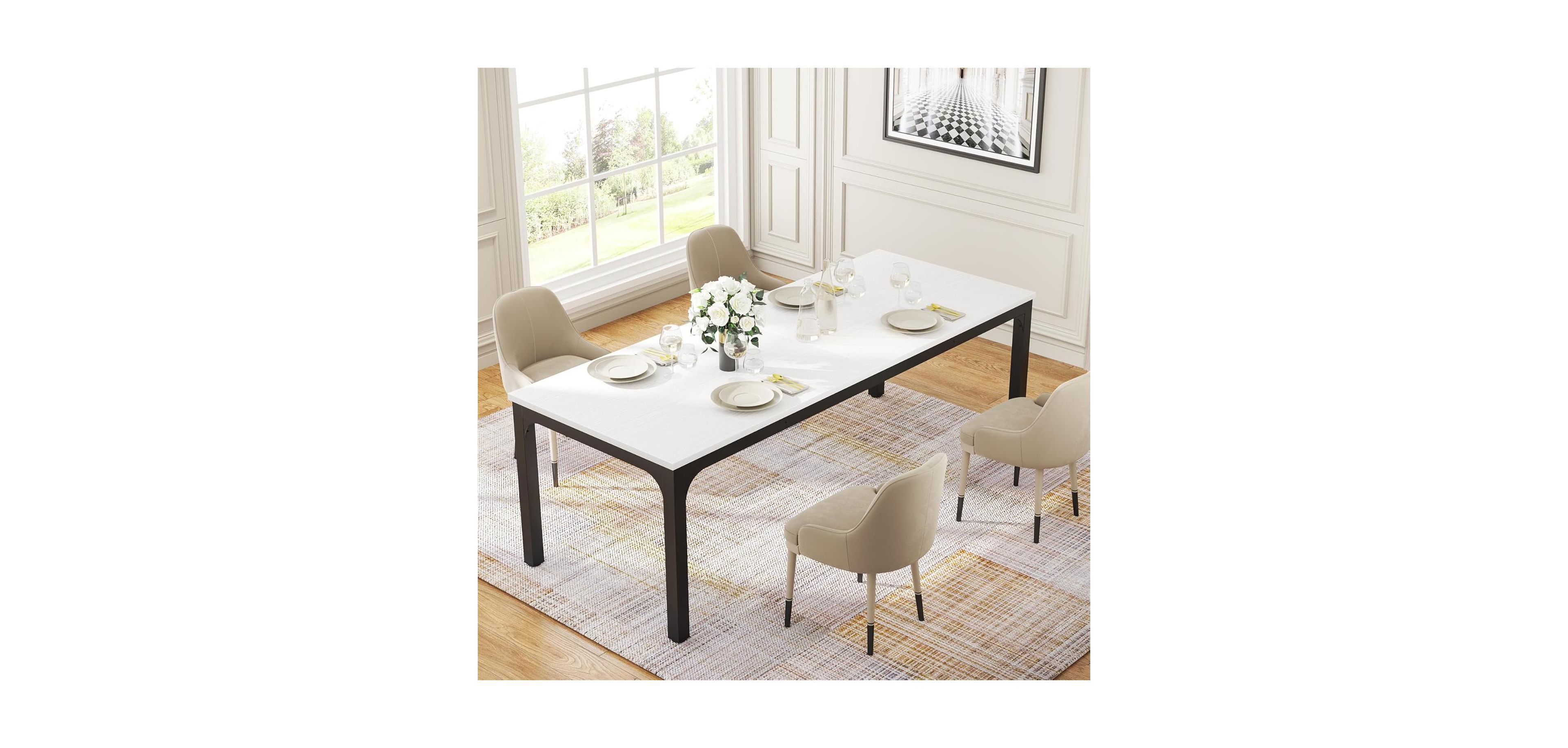 Tribesigns Dining Table for 6-8 People, 78-Inch Long Rectangular Dinner Table, 8 Seat