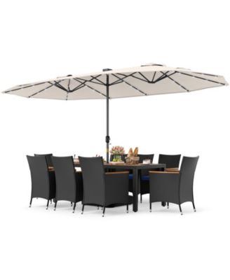 11 PCS Patio Dining Set w/ 15ft Double-Sided Patio Umbrella (Base Included)