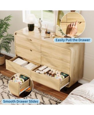6 Drawers Dresser for Bedroom, Modern Chest of Drawers with Large Wood Storage Dresser, Wood Closet Clothes Storage Organizer