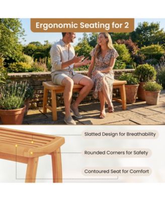 2 Person 800 Lb Capacity Contoured Slatted Patio Garden Dining Bench