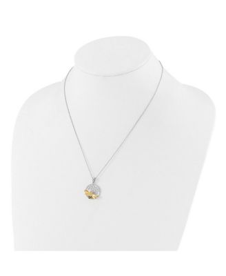 925 Sterling and Rhodium Plated Enamel Bee in Hive Necklace 25x18mm Pendant Necklace