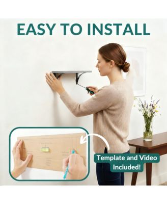 Wooden Wall Shelves Set of 2 - Easy Install, Sturdy, Multi-Use