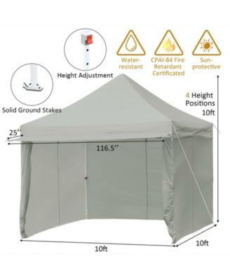 10x10 ft Pop-Up Gazebo with 4 Adjustable Heights & Folding Awning