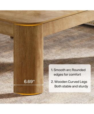 Square Coffee Table, 39.37-Inch Simple Center Table for Living Room, Farmhouse Wooden Cocktail Tea