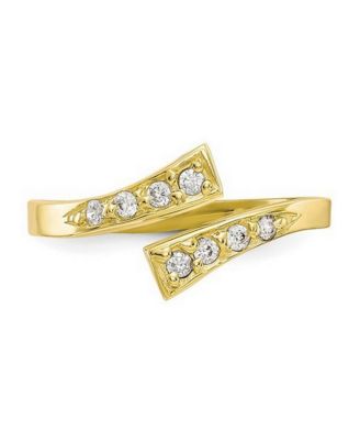 Solid 10K Gold Cubic Zirconia Adjustable Bypass Toe Ring