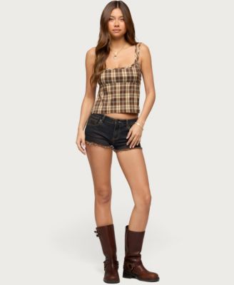 Women's Sanya Backless Plaid Top