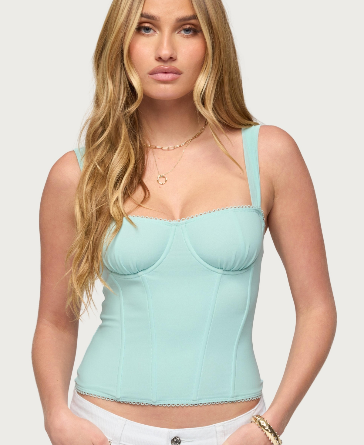 Edikted Womens Marcella Wide Strap Mesh Corset