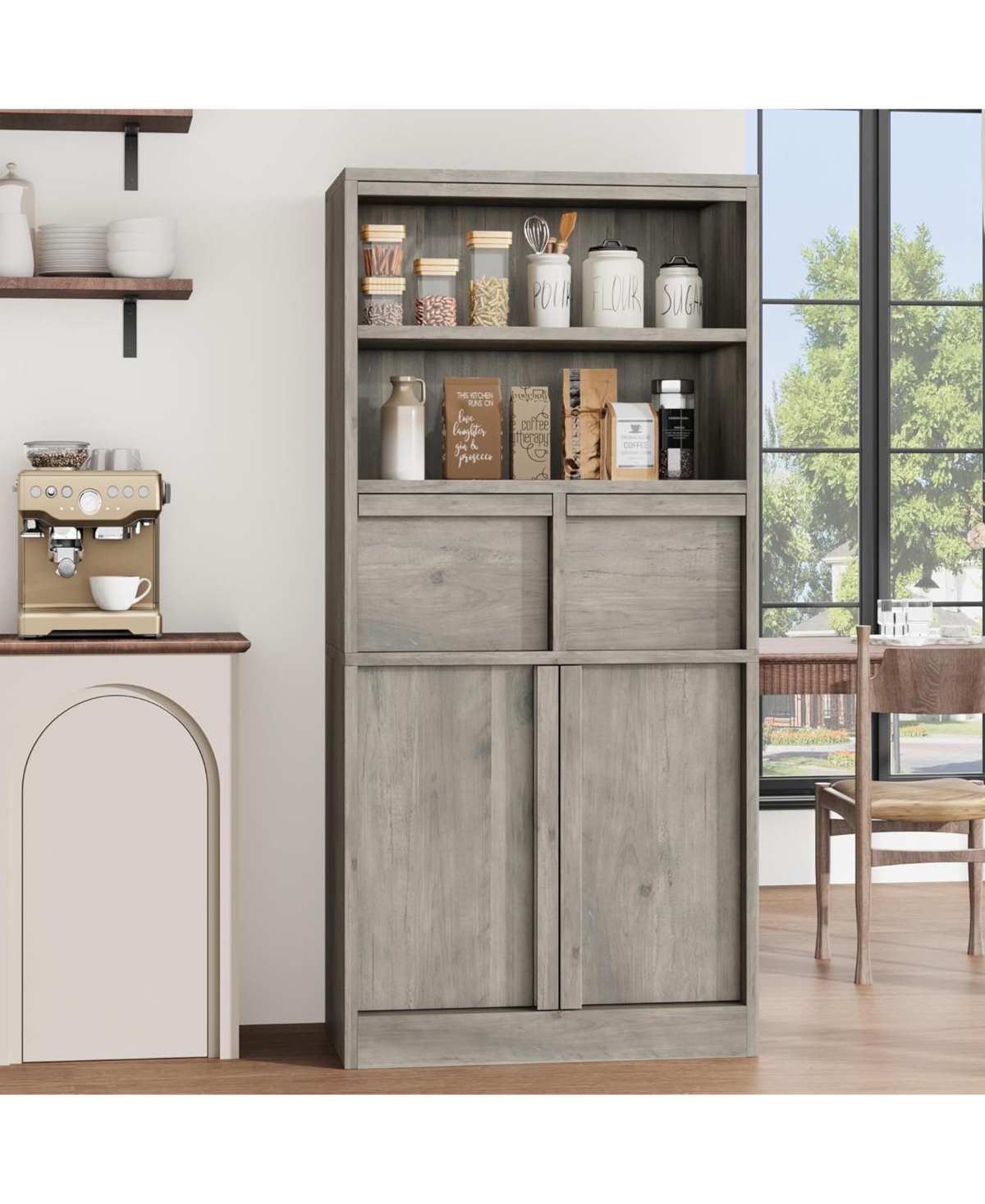gaomon Tall Freestanding Bathroom Cabinet, 51" H, Doors & 2 Drawers, Organizer for Bathroom, Living Room, Kitchen & Pantry