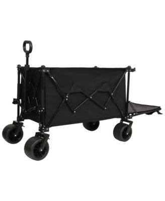 Foldable Wagon, Heavy Duty Extra Long Extender Wagon Cart with All-Terrain Beach Wheels, 480 LBS Capacity for Beach, Camping and Gardening