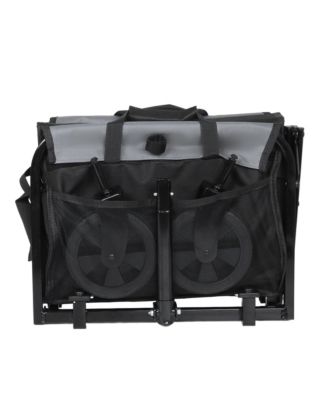 Convertible Folding 4-Wheel Wagon Cart - Heavy Duty Trolley with Bench Seat and Dog Leash, 360 lbs Capacity for Camping, Shopping