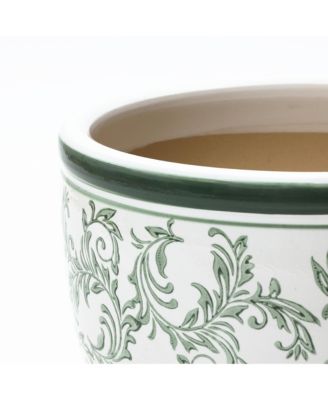  Paisley Ceramic Planter, 11.42" Round, Indoor & Outdoor Flower Pot