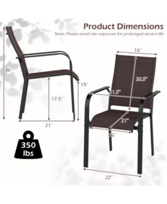 Patio Dining Chairs Set of 6 Stackable Outdoor Armchairs w/Metal FrameBackrest