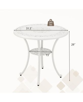 31.5" Round Cast Aluminum Patio Table for 4 with 2" Umbrella Hole