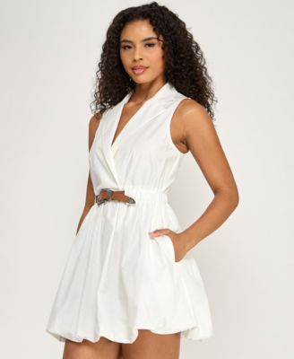 Juniors' Collared Mini Bubble Dress