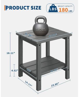TrailBlaze in Adirondack Square Outdoor Side Table,2-Tier Storage Patio Side Table