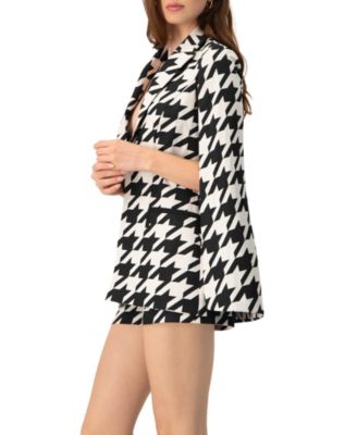 Women's Mega Houndstooth Trench Coat with Cape