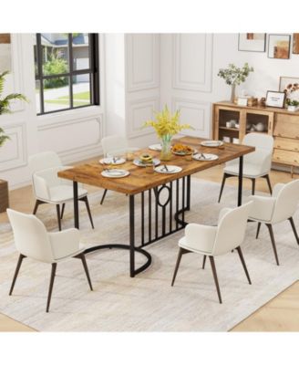 71 Inch Large Dining Table for 6-8 People Rectangular Wood Kitchen Table-Rustic