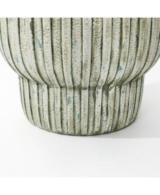 Vintage Distressed 13.4-Inch Tall Round Cement Planter