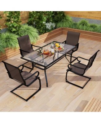 Patio Dining Chairs Set of 4 C-Spring Motion Patio Chairs w/ Metal Frame