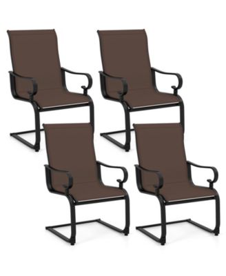 Patio Dining Chairs Set of 4 C-Spring Motion Patio Chairs w/ Metal Frame