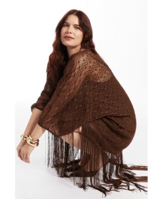 Women's Lace Kimono Dress With Fringe