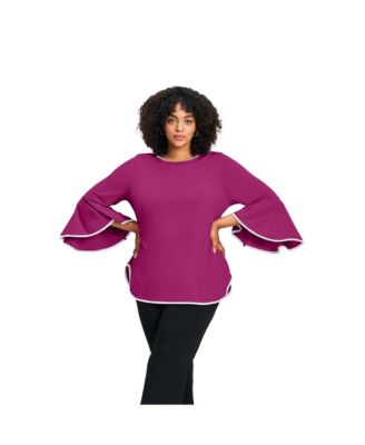 Women's Plus Size Ivana Contrast Bell Sleeve Top