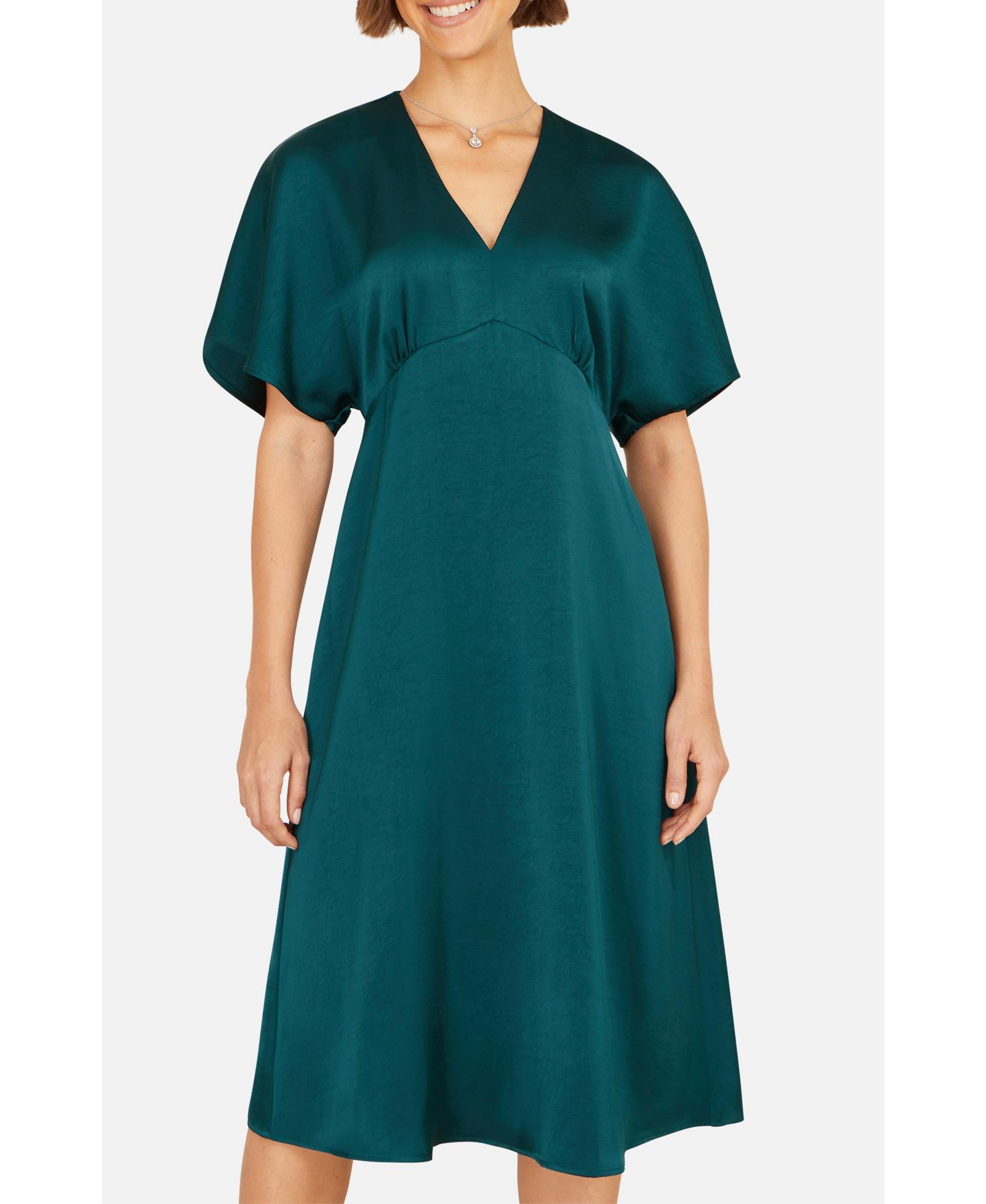 Женское платье Yumi Satin Midi Kimono, цвет: Зелёный — фото 4