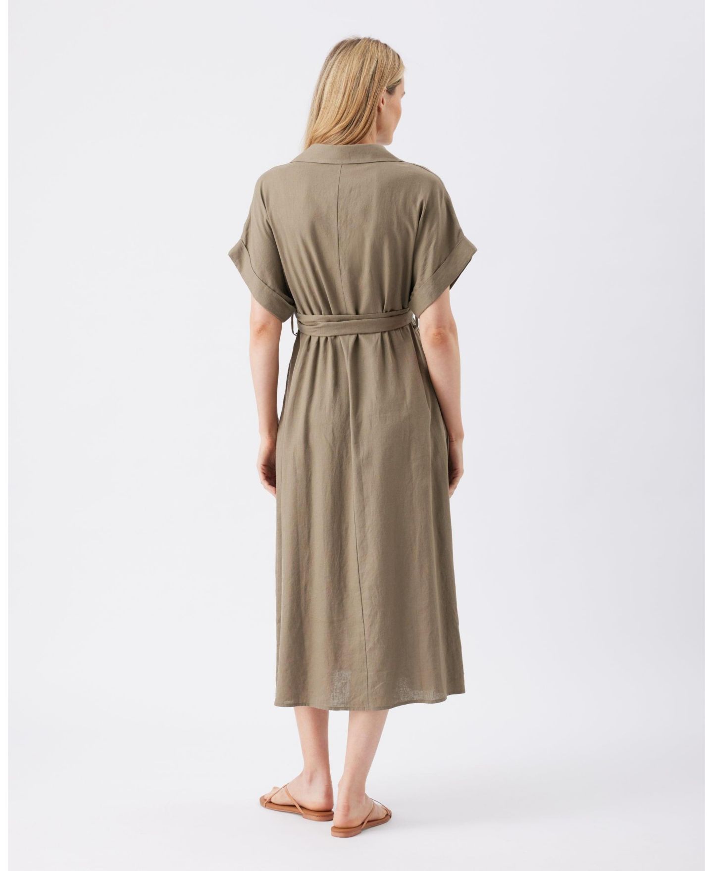 Женское платье Ripe Maternity Ripe Amy Linen Nursing Shirt Dress Olive — фото 4