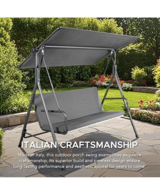 2-Seat Patio Metal Proch Swing With Adjustable Canopy