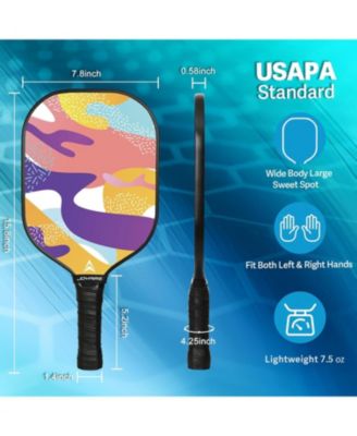 USAPA-Approved Pickleball Paddles Set of 2 with 4 Balls & Bag - 7.5oz Lightweight Carbon Fiber Honeycomb Core