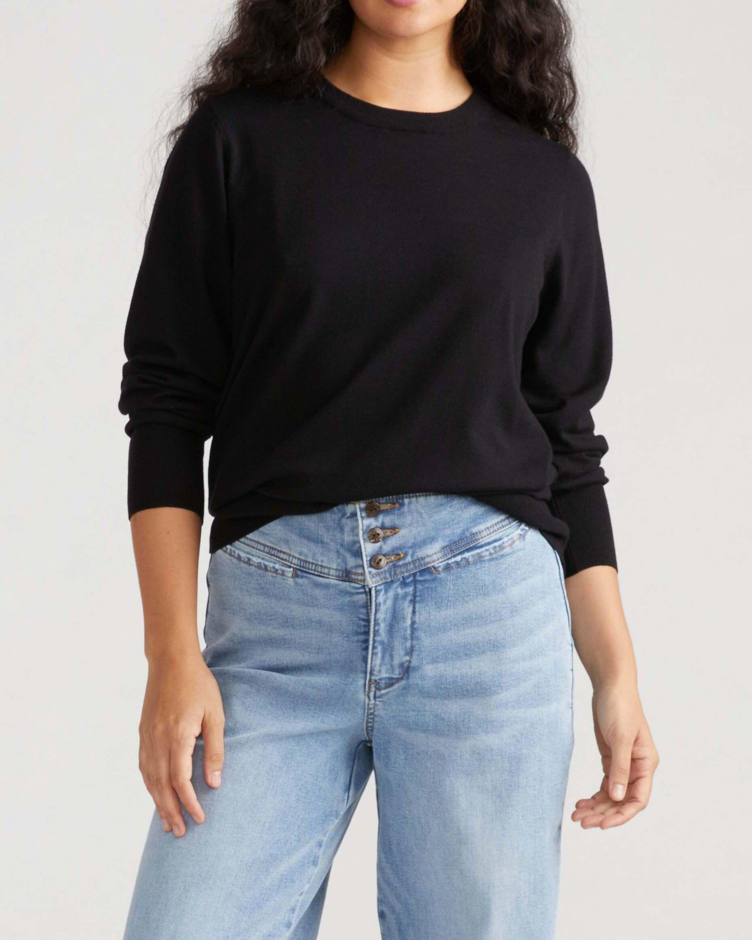 Plus Size Savvy Fine Knit Crew Sweater