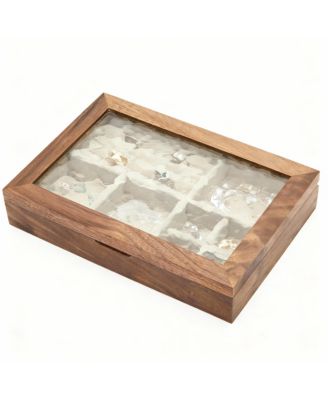 Handcrafted Cherry Wood Jewelry Box with Glass Lid