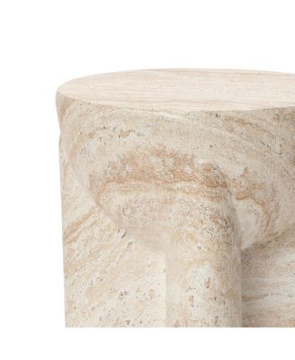 18.3" Marbled Round End Table for Outside, Garden Accent Table, Outdoor Side Tables for Patio