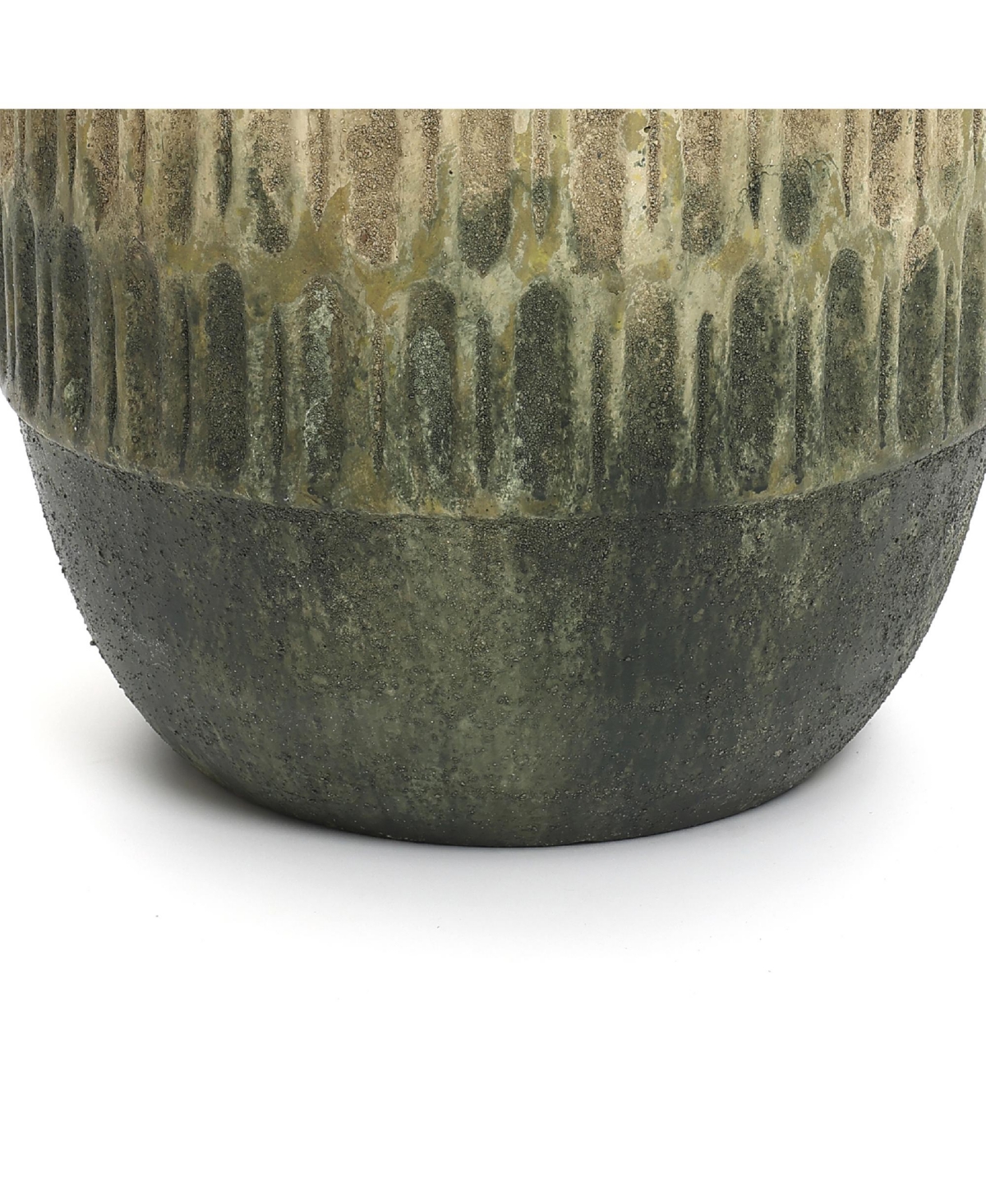 LuxenHome Old-World Brown with Green Bottom 16.5-Inch Tall Round Cement Planter