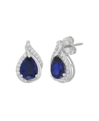 Created Sapphire (2-5/8 ct. t.w.) & Created White Sapphire (1/3 ct. t.w.) Stud Earrings in Sterling Silver