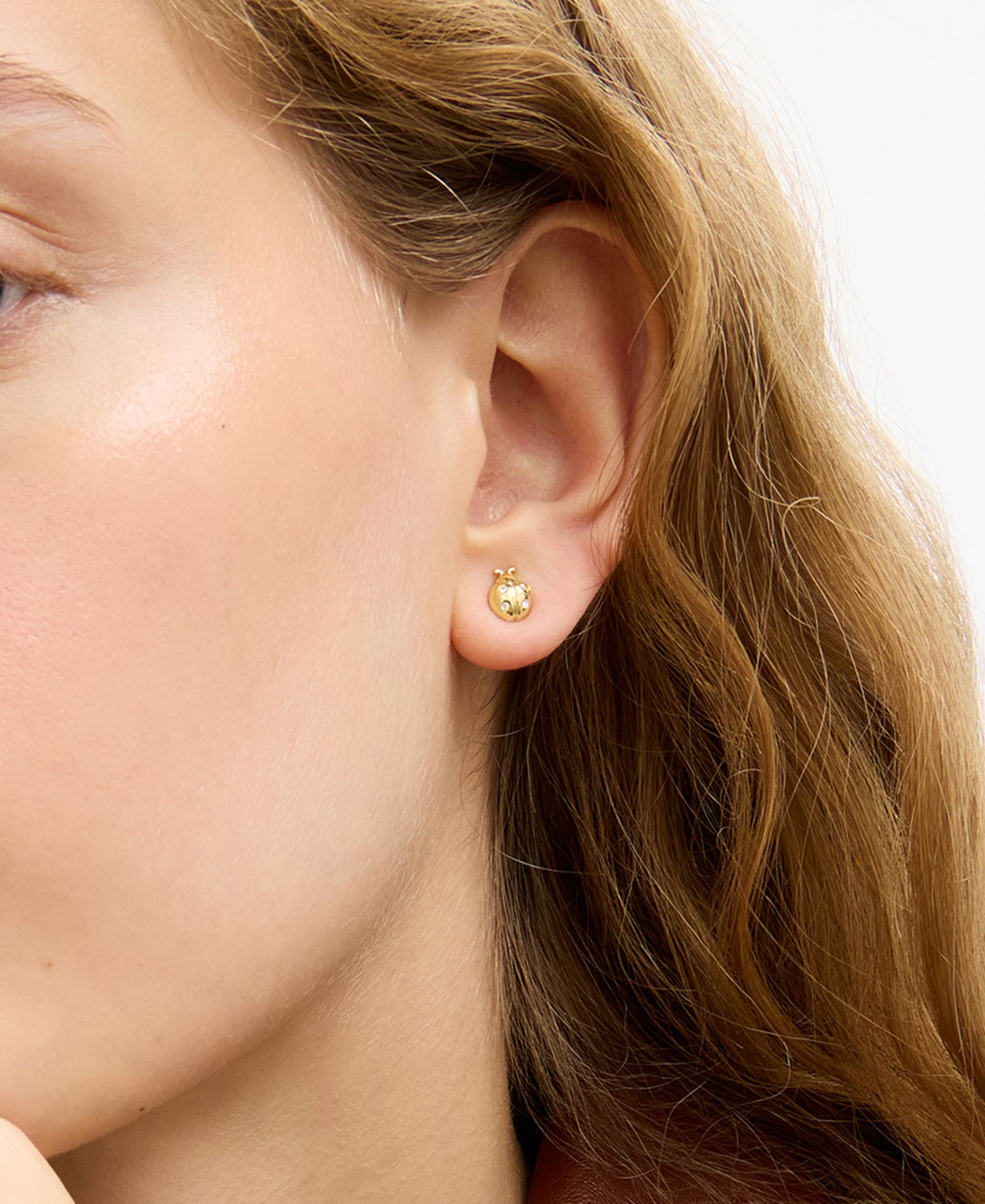 Faux Stone Ladybug Stud Earrings